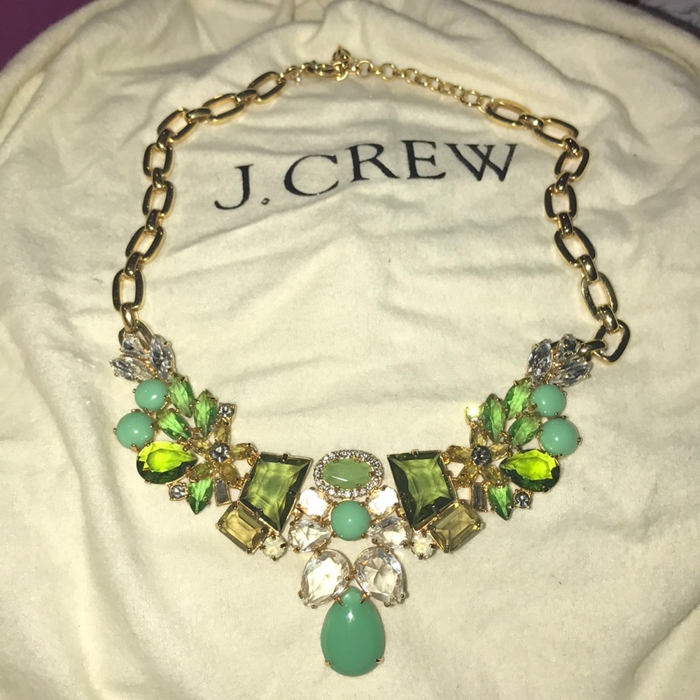J. Crew Green Crystal Statement Necklace